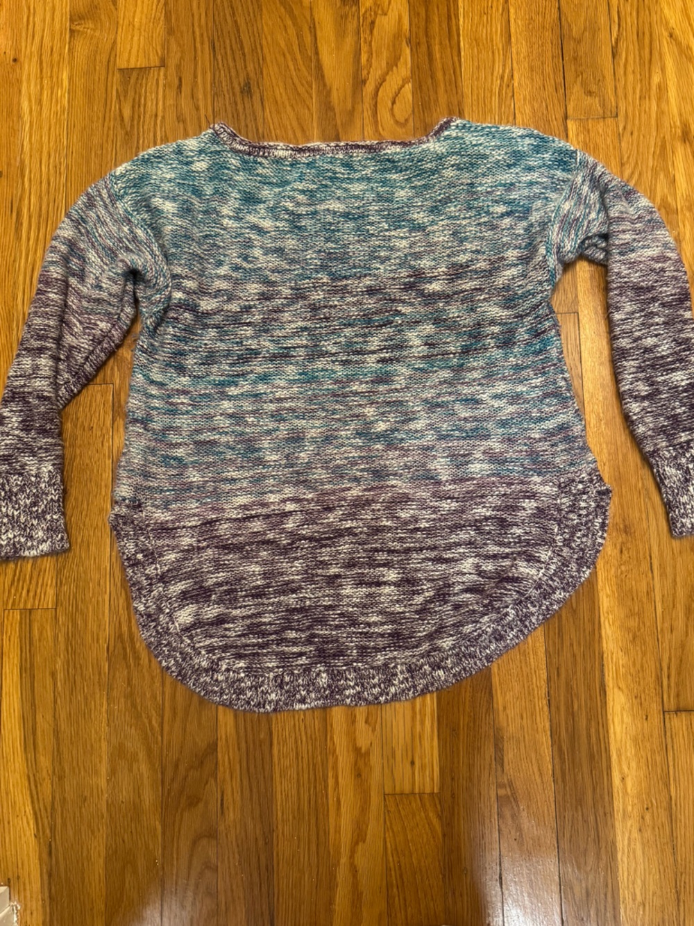 New York & Company Marled Blue and Purple Crewneck Sweater